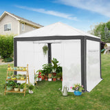 6x4/12x8/10x10 Portable Walk in Greenhouse with Polyester Reinforced Corners, Gray/White, Green/White - Eagle Peak Custom Canopy Tent