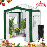 6x4/8x6/10x10 Portable Walk in Greenhouse with Polyester Reinforced Corners, Gray/White, Green/White - Eagle Peak Custom Canopy Tent