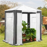 6x4/8x6/10x10 Portable Walk in Greenhouse with Polyester Reinforced Corners, Gray/White, Green/White - Eagle Peak Custom Canopy Tent