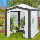 6x4/8x6/10x10 Portable Walk in Greenhouse with Polyester Reinforced Corners, Gray/White, Green/White - Eagle Peak Custom Canopy Tent