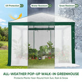 6x4/8x6/10x10 Portable Walk in Greenhouse with Polyester Reinforced Corners, Gray/White, Green/White - Eagle Peak Custom Canopy Tent
