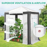 6x4/8x6/10x10 Portable Walk in Greenhouse with Polyester Reinforced Corners, Gray/White, Green/White - Eagle Peak Custom Canopy Tent