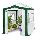 6x4/8x6/10x10 Portable Walk in Greenhouse with Polyester Reinforced Corners, Gray/White, Green/White - Eagle Peak Custom Canopy Tent