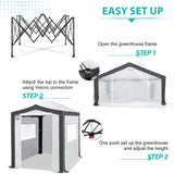 6x4/8x6/10x10 Portable Walk in Greenhouse with Polyester Reinforced Corners, Gray/White, Green/White - Eagle Peak Custom Canopy Tent