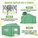 6x6/ 8x8/ 10x10 Portable Pop Up Greenhouse, Patented Center Lock with Gable Roof - Eagle Peak