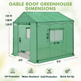 6x6/ 8x8/ 10x10 Portable Pop Up Greenhouse, Patented Center Lock with Gable Roof - Eagle Peak