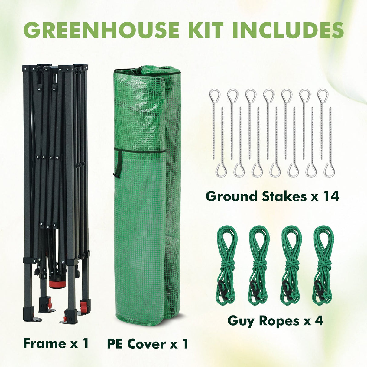 6x6/ 8x8/ 10x10 Portable Pop Up Greenhouse, Patented Center Lock with Gable Roof - Eagle Peak