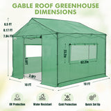 6x6/ 8x8/ 10x10 Portable Pop Up Greenhouse, Patented Center Lock with Gable Roof - Eagle Peak