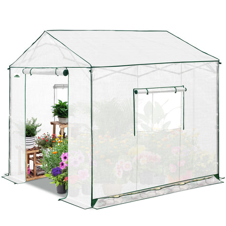 6x6/ 8x8/ 10x10 Portable Pop Up Greenhouse, Patented Center Lock with Gable Roof - Eagle Peak®
