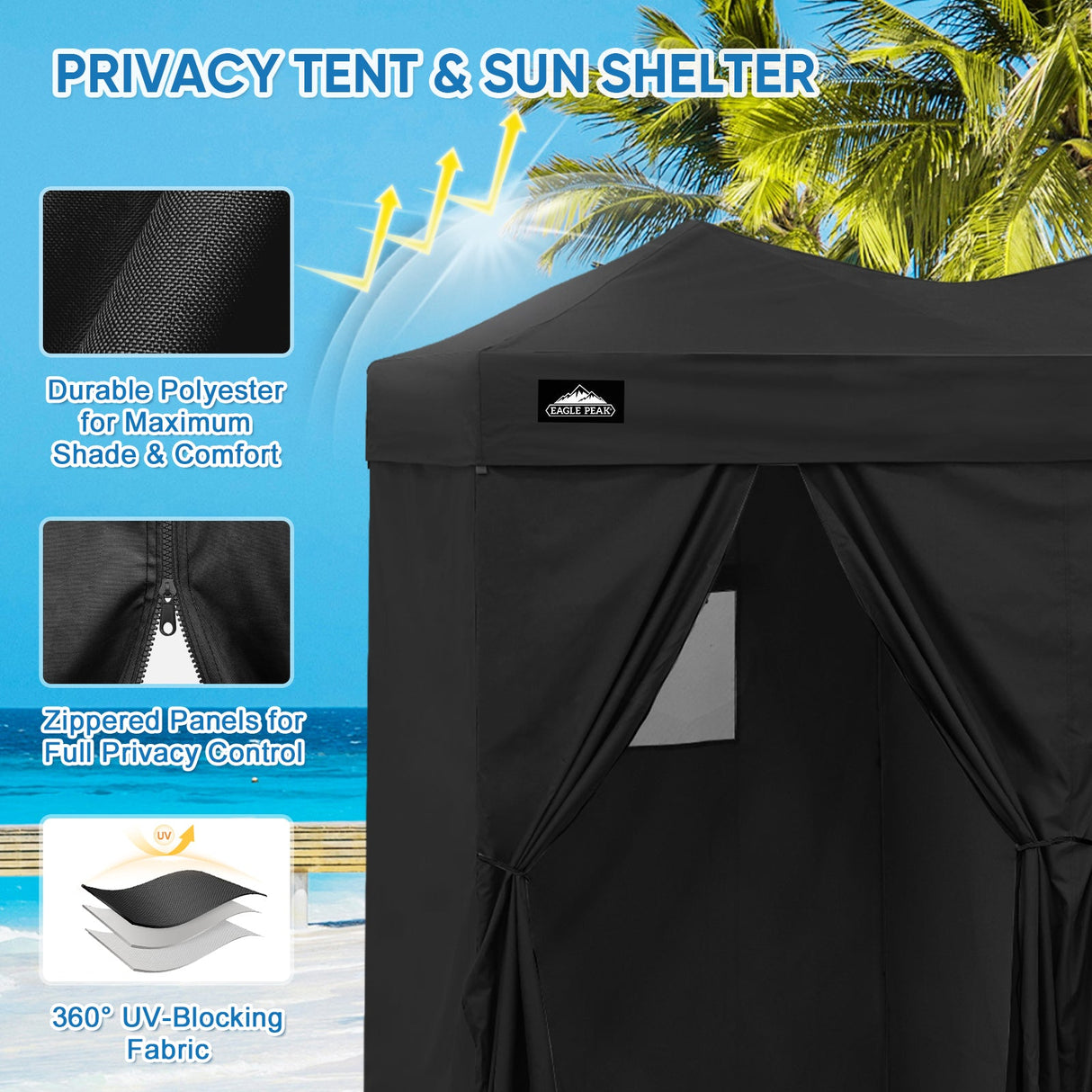8x4 Outdoor Changing Room, 2 Room Pop Up Portable Changing Room - Eagle Peak Custom Canopy Tent