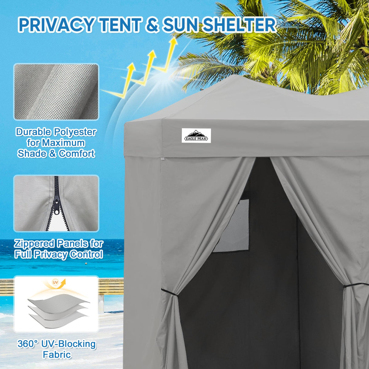 8x4 Outdoor Changing Room, 2 Room Pop Up Portable Changing Room - Eagle Peak Custom Canopy Tent
