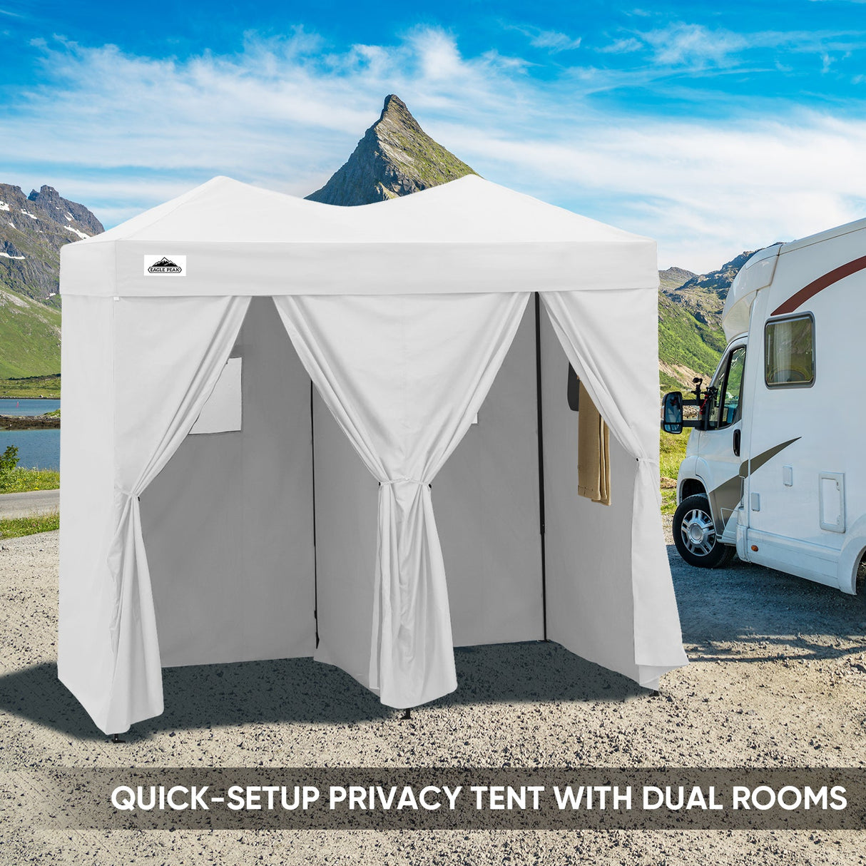8x4 Outdoor Changing Room, 2 Room Pop Up Portable Changing Room - Eagle Peak Custom Canopy Tent