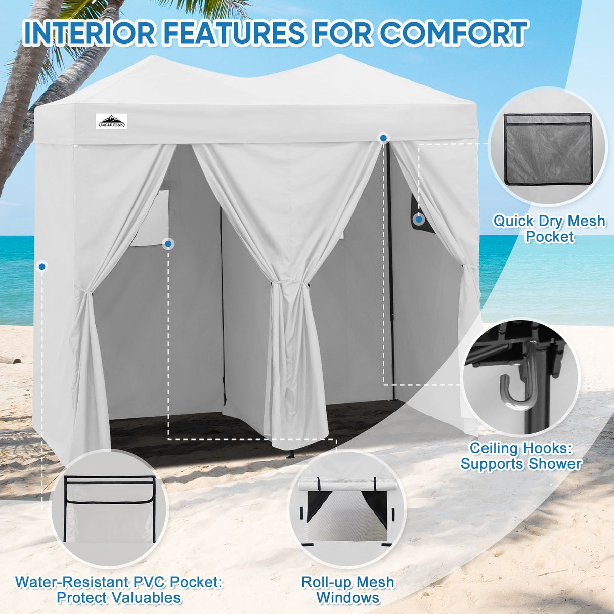 8x4 Outdoor Changing Room, 2 Room Pop Up Portable Changing Room - Eagle Peak Custom Canopy Tent