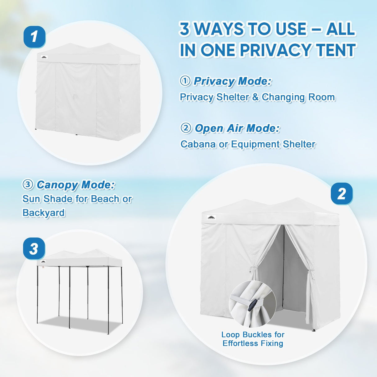 8x4 Outdoor Changing Room, 2 Room Pop Up Portable Changing Room - Eagle Peak Custom Canopy Tent