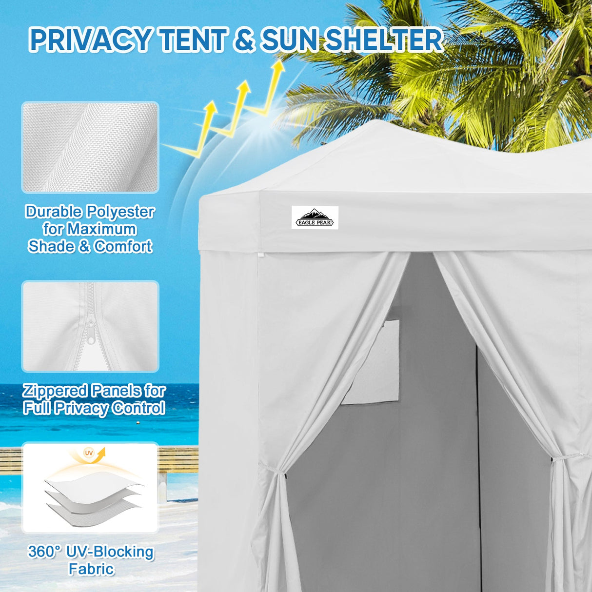 8x4 Outdoor Changing Room, 2 Room Pop Up Portable Changing Room - Eagle Peak Custom Canopy Tent