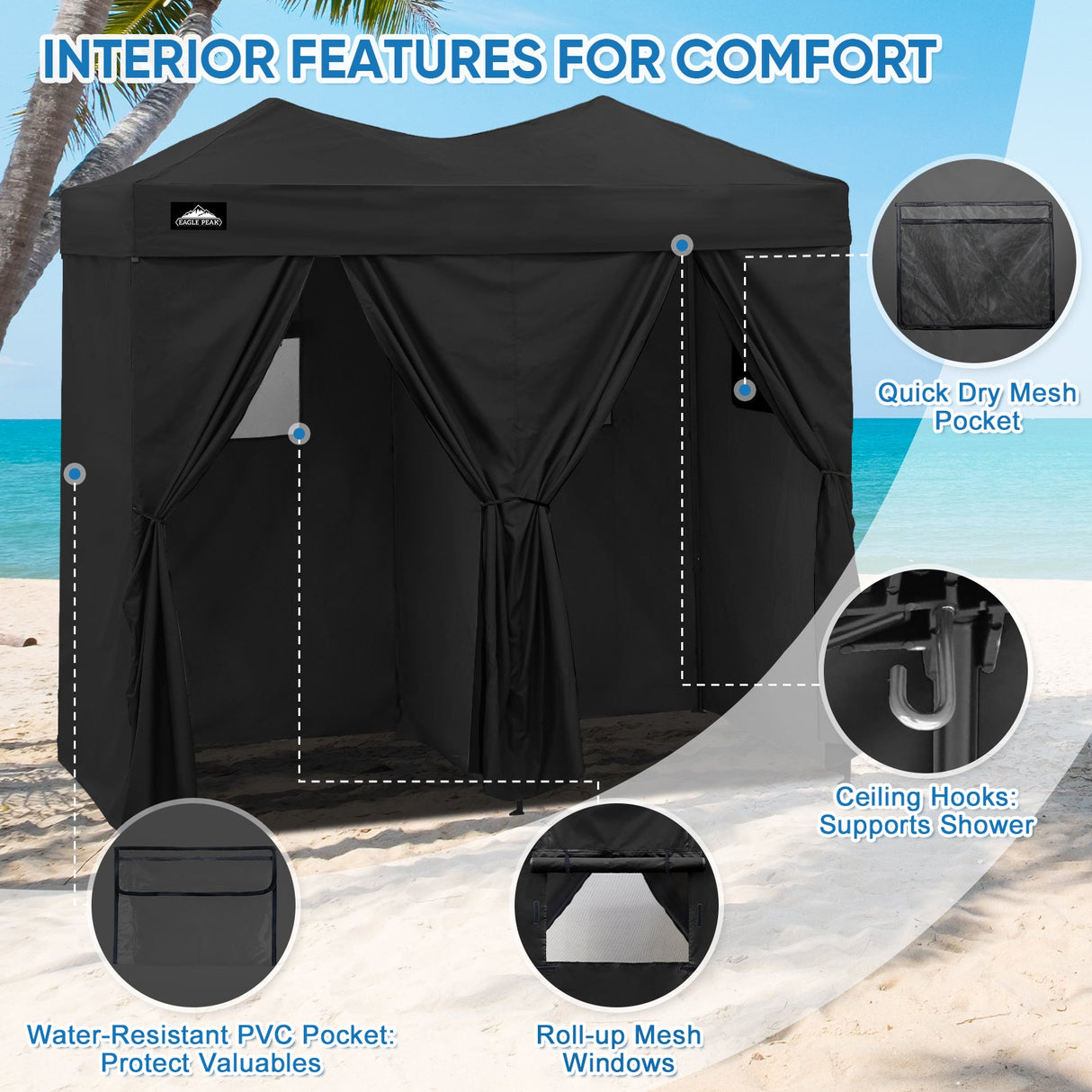 8x4 Outdoor Changing Room, 2 Room Pop Up Portable Changing Room - Eagle Peak Custom Canopy Tent