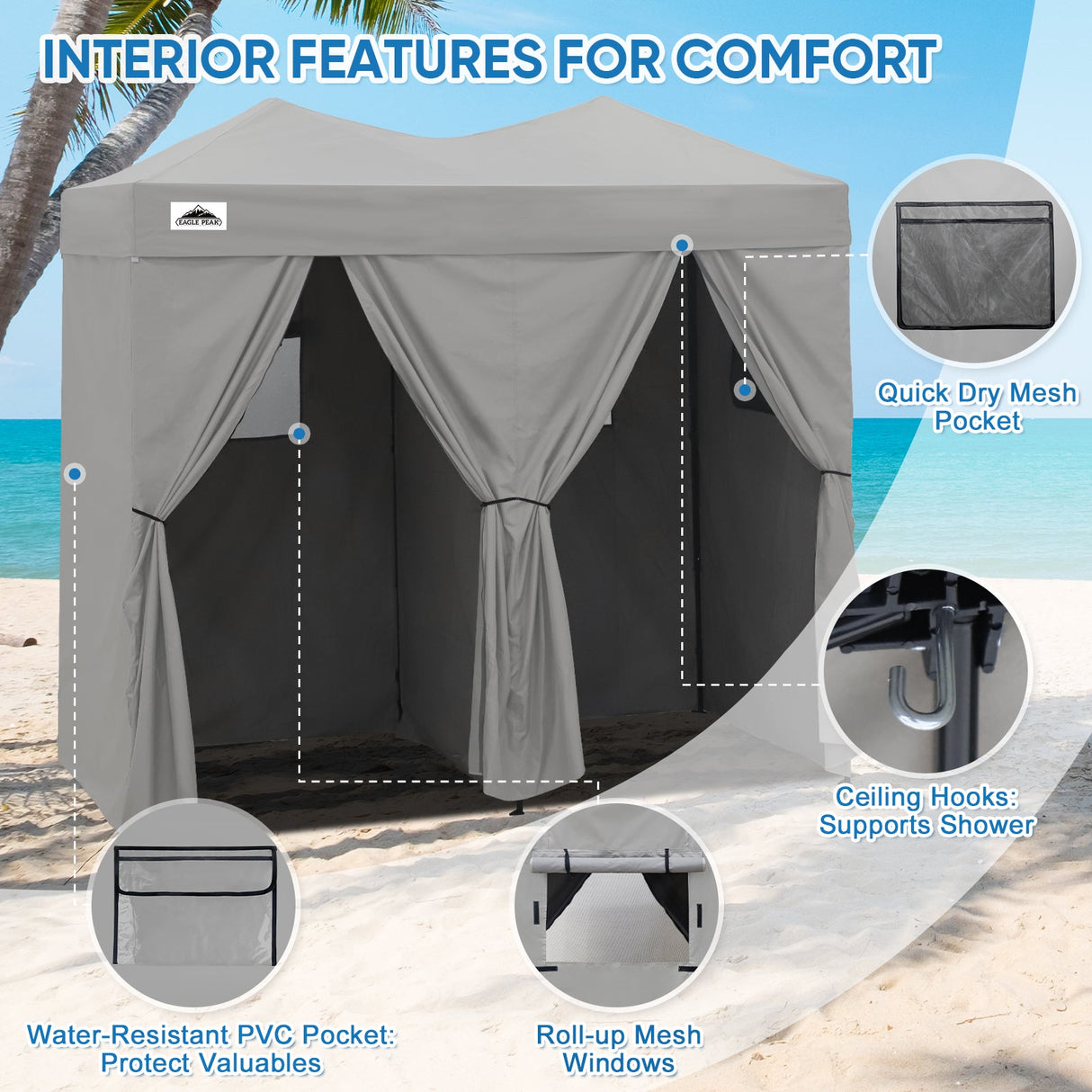8x4 Outdoor Changing Room, 2 Room Pop Up Portable Changing Room - Eagle Peak Custom Canopy Tent