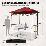 8x5 Pop up Grill Gazebo with Carry Bag and Air Vent - Eagle Peak®