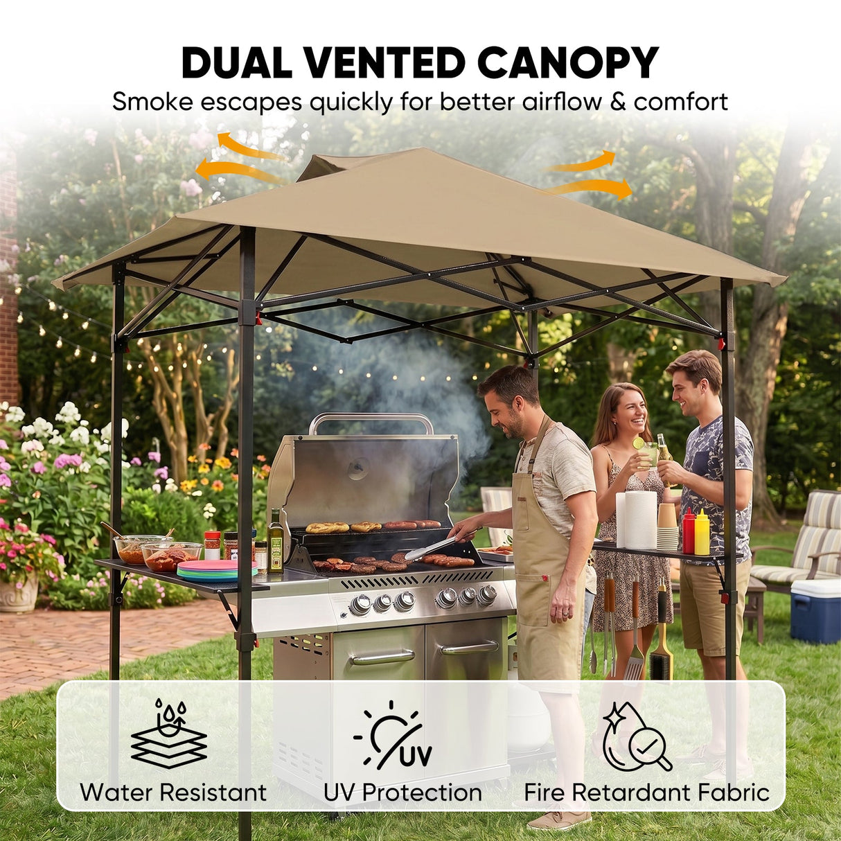 8x5 Pop up Grill Gazebo with Carry Bag and Air Vent - Eagle Peak®