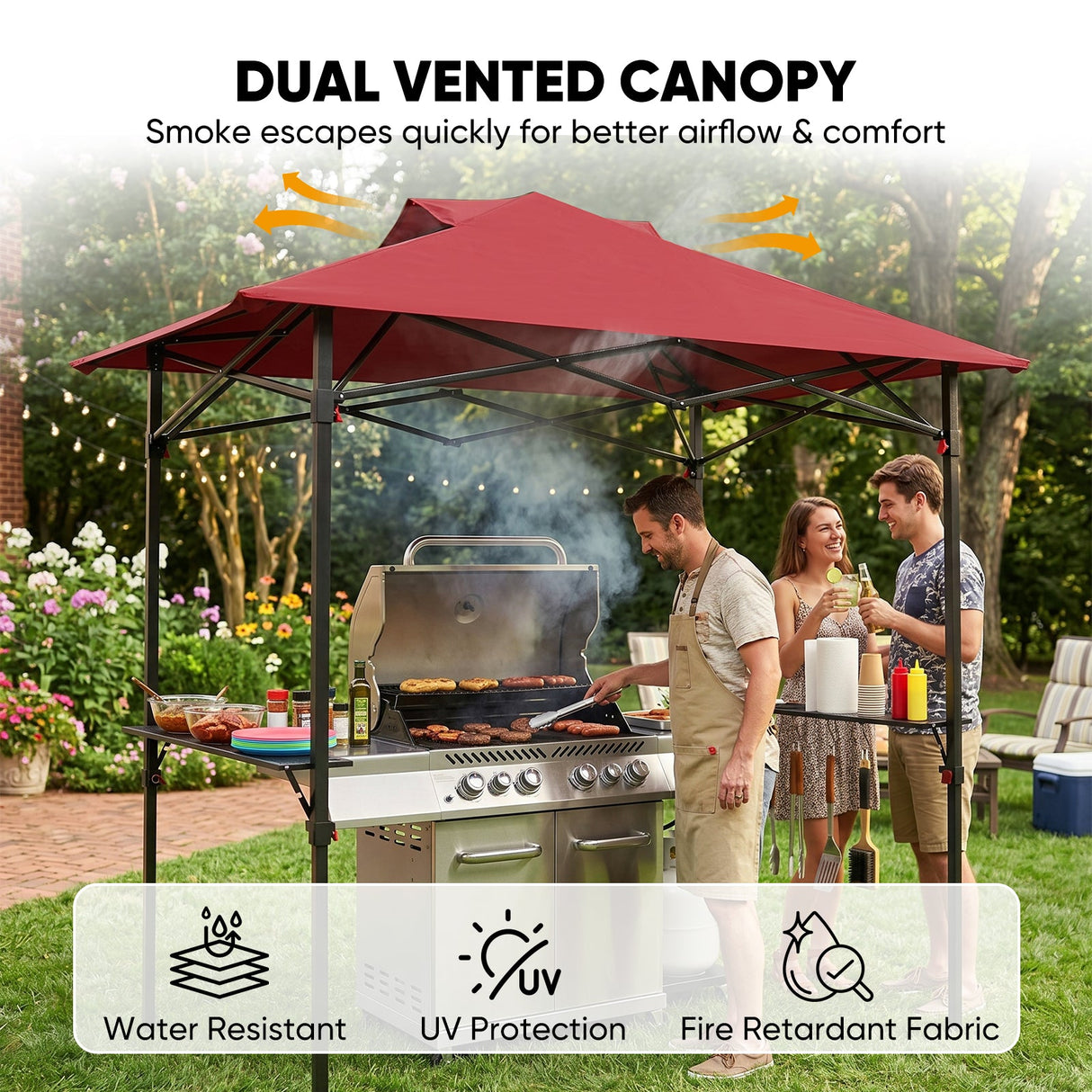 8x5 Pop up Grill Gazebo with Carry Bag and Air Vent - Eagle Peak®