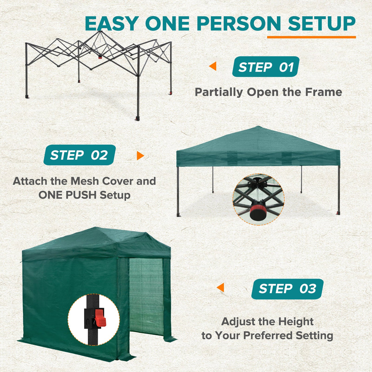 8x6 Walk in Shade Cloth Cover Greenhouse Gable Roof Gardening Green House with Mesh Cove - Eagle Peak Custom Canopy Tent