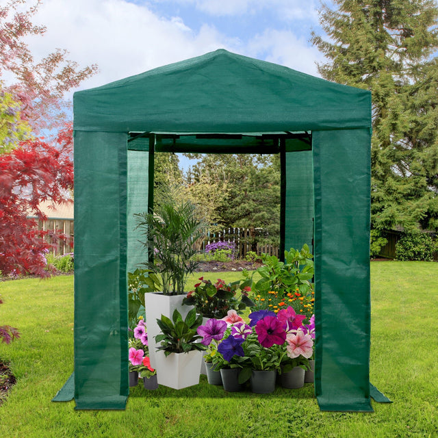 8x6 Walk in Shade Cloth Cover Greenhouse Gable Roof Gardening Green House with Mesh Cove - Eagle Peak Custom Canopy Tent