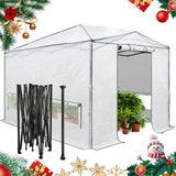 8x6/12x8 Portable Walk - in Greenhouse, Woven PE Top, White - Eagle Peak Custom Canopy Tent