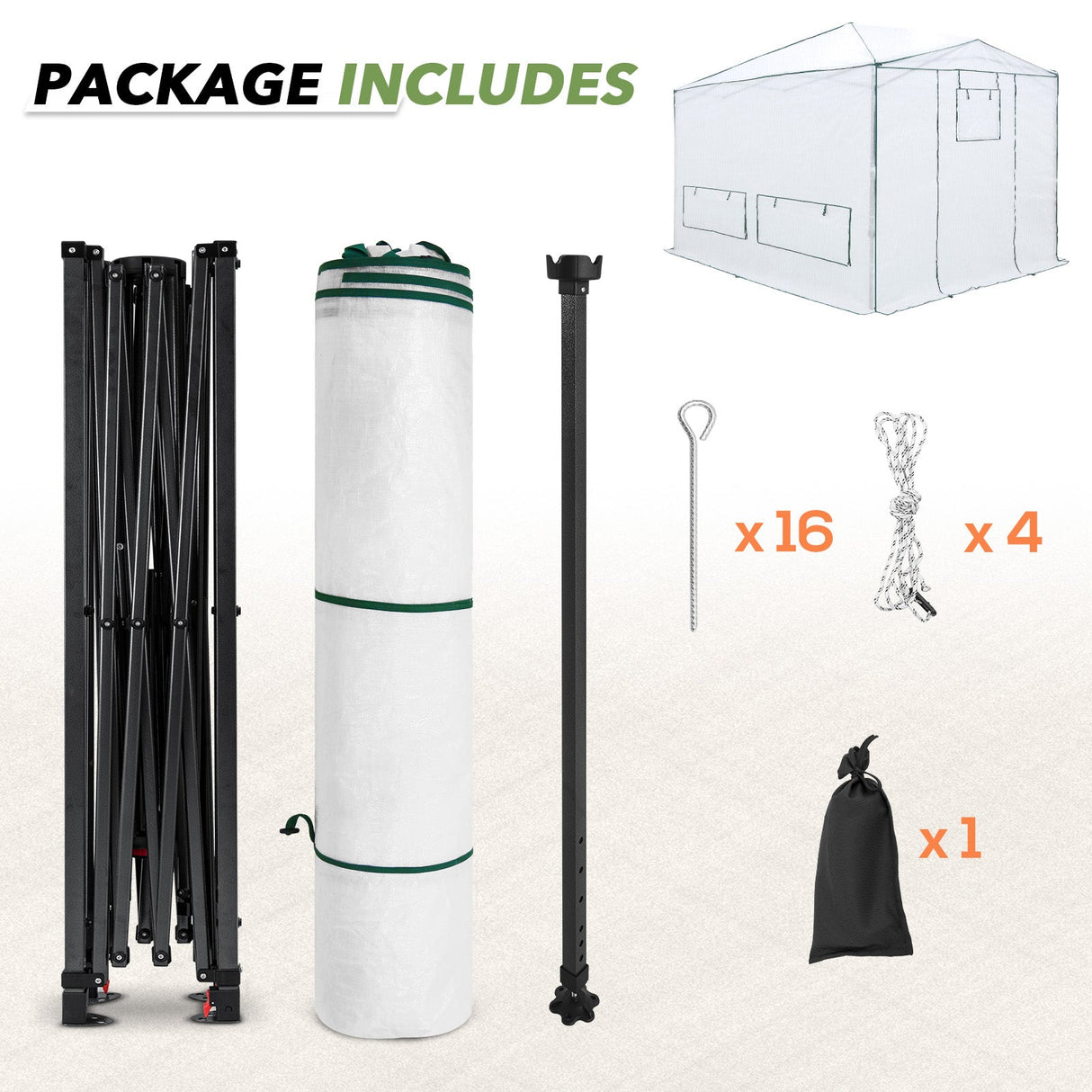 8x6/12x8 Portable Walk - in Greenhouse, Woven PE Top, White - Eagle Peak Custom Canopy Tent