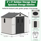 8x6/8x8 Resin Outdoor Storage Shed,Weatherproof Garden Shed - Eagle Peak Custom Canopy Tent