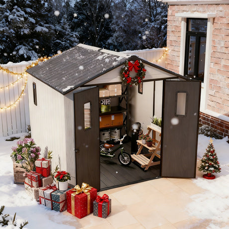 8x6/8x8 Resin Outdoor Storage Shed,Weatherproof Garden Shed - Eagle Peak Custom Canopy Tent