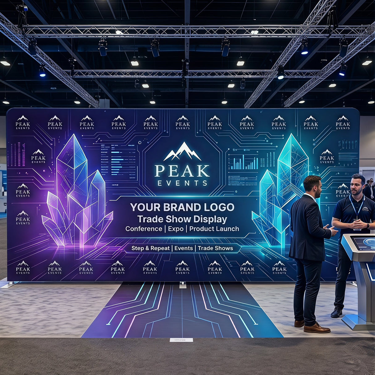 8x7.5 FT/10x7.5 FT/20x7.5 FT Custom Tension Fabric Trade Show Backdrop with Stand - Eagle Peak®