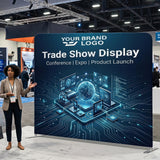 8x7.5 FT/10x7.5 FT/20x7.5 FT Custom Tension Fabric Trade Show Backdrop with Stand - Eagle Peak®