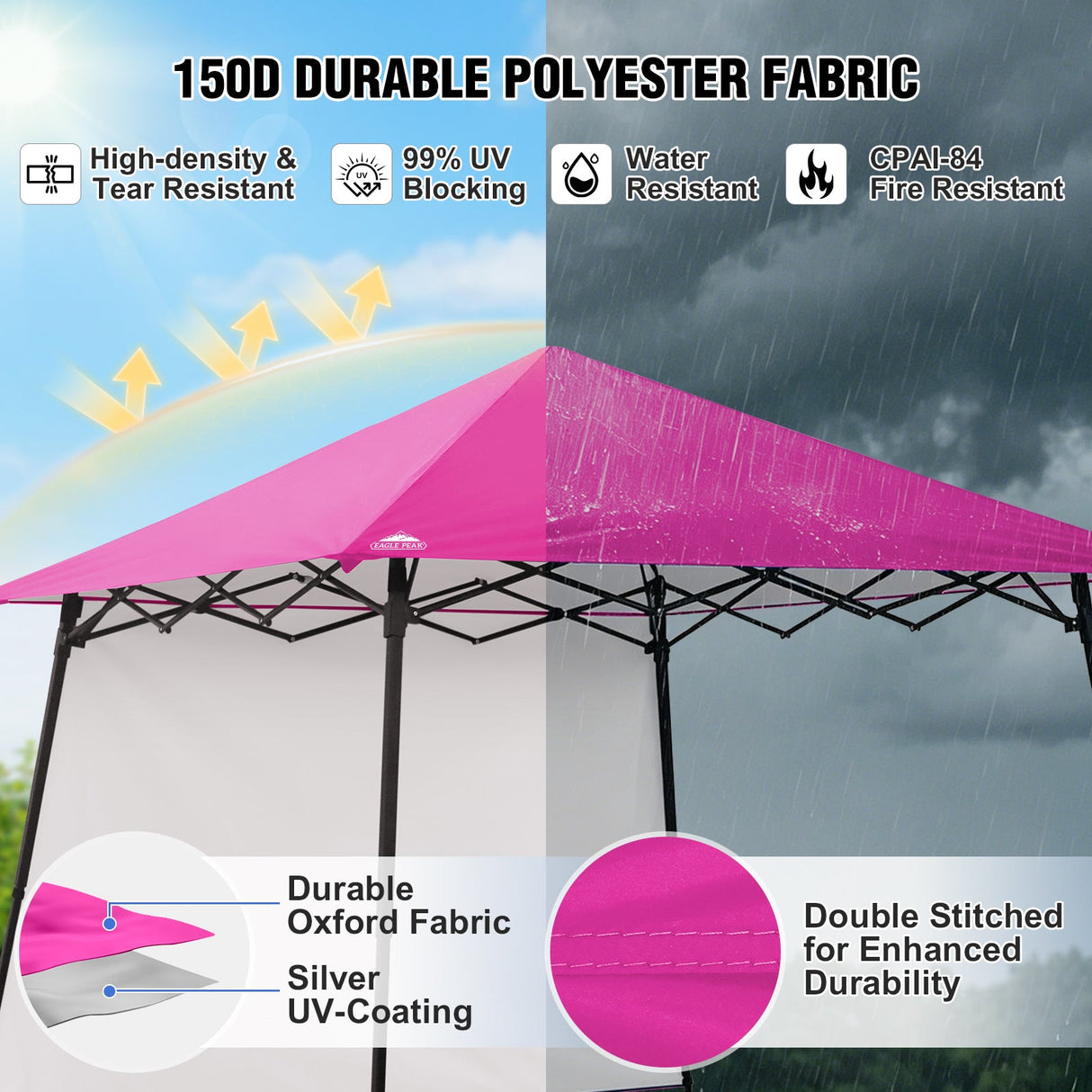 8x8 Pop Up Canopy Tent with Extended Eaves & Sidewall - Eagle Peak®