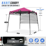 8x8 Pop Up Canopy Tent with Sidewall,8x8 Base 6x6 Top - Eagle Peak®