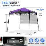 8x8 Pop Up Canopy Tent with Sidewall,8x8 Base 6x6 Top - Eagle Peak®