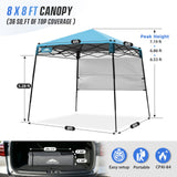 8x8 Pop Up Canopy Tent with Sidewall,8x8 Base 6x6 Top - Eagle Peak®