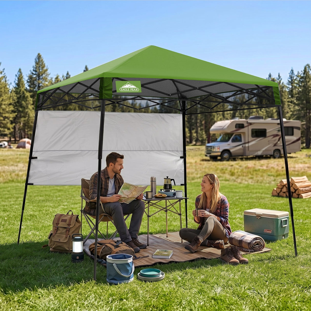 8x8 Pop Up Canopy Tent with Sidewall,8x8 Base 6x6 Top - Eagle Peak®