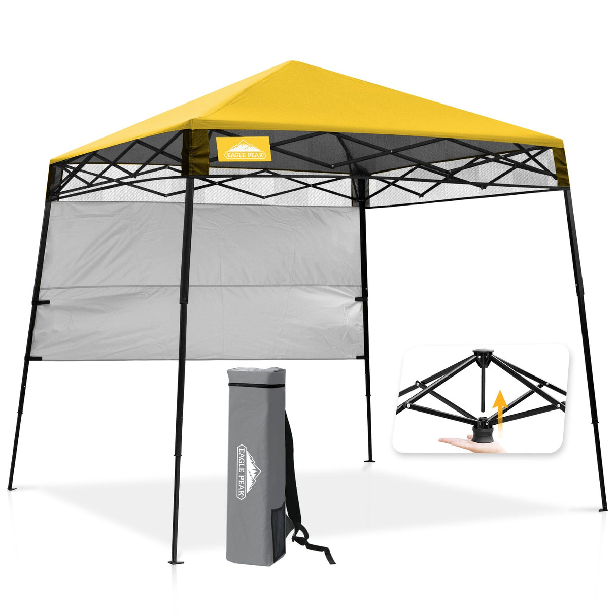 8x8 Pop Up Canopy Tent with Sidewall,8x8 Base 6x6 Top - Eagle Peak®