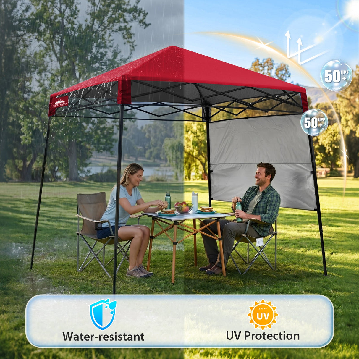 8x8 Pop Up Canopy Tent with Sidewall,8x8 Base 6x6 Top - Eagle Peak®