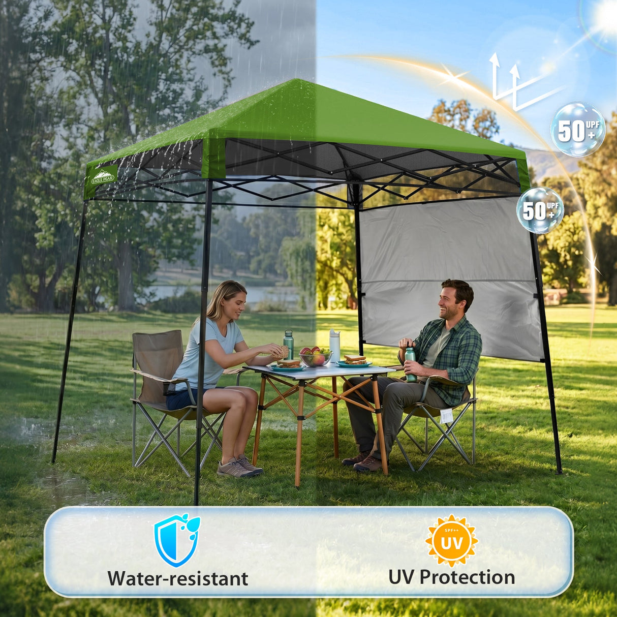 8x8 Pop Up Canopy Tent with Sidewall,8x8 Base 6x6 Top - Eagle Peak®
