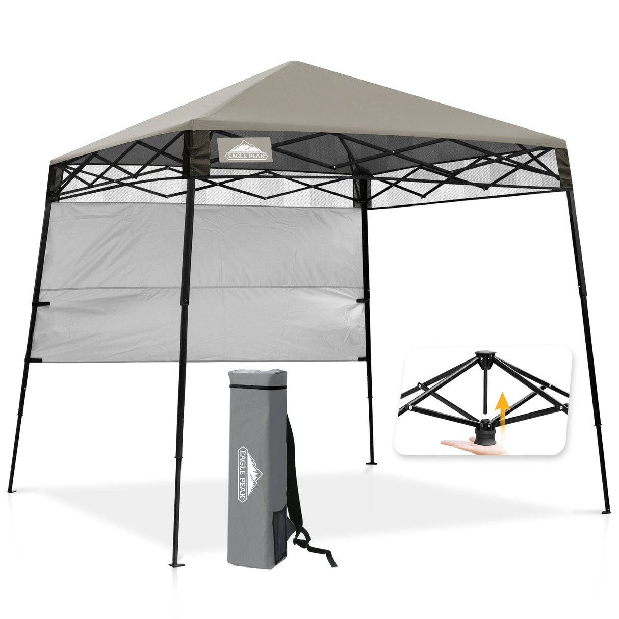 8x8 Pop Up Canopy Tent with Sidewall,8x8 Base 6x6 Top - Eagle Peak®