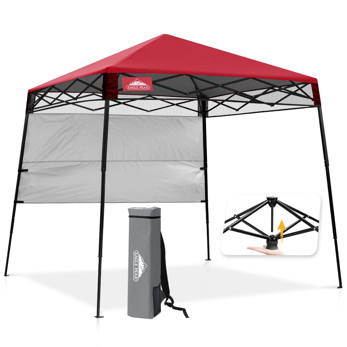 8x8 Pop Up Canopy Tent with Sidewall,8x8 Base 6x6 Top - Eagle Peak®