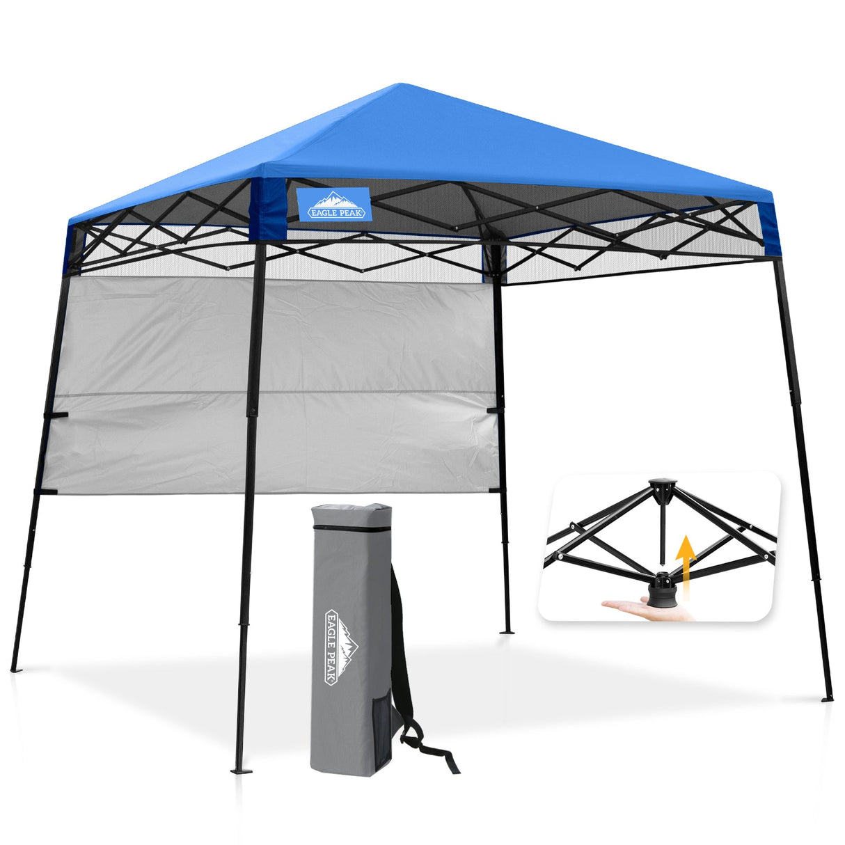 8x8 Pop Up Canopy Tent with Sidewall,8x8 Base 6x6 Top - Eagle Peak®