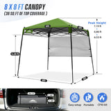 8x8 Pop Up Canopy Tent with Sidewall,8x8 Base 6x6 Top - Eagle Peak®