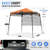 8x8 Pop Up Canopy Tent with Sidewall,8x8 Base 6x6 Top - Eagle Peak®