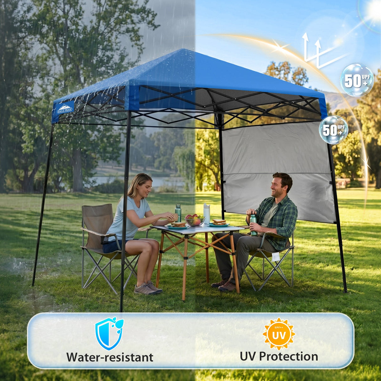 8x8 Pop Up Canopy Tent with Sidewall,8x8 Base 6x6 Top - Eagle Peak®