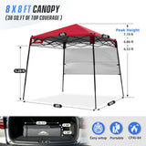 8x8 Pop Up Canopy Tent with Sidewall,8x8 Base 6x6 Top - Eagle Peak®