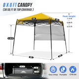 8x8 Pop Up Canopy Tent with Sidewall,8x8 Base 6x6 Top - Eagle Peak®