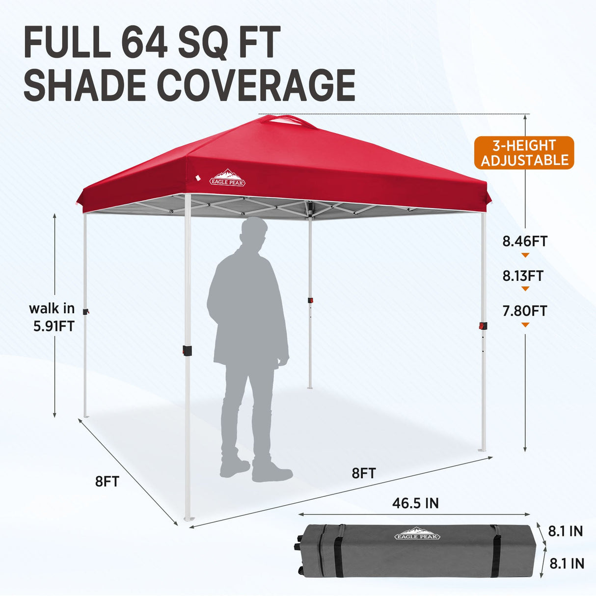 8x8 Pop Up Straight Leg Canopy - Eagle Peak