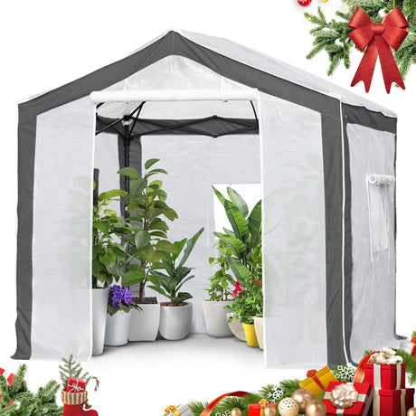 8x8 Portable Walk - in Greenhouse with Polyester Reinforced Corners - Eagle Peak Custom Canopy Tent